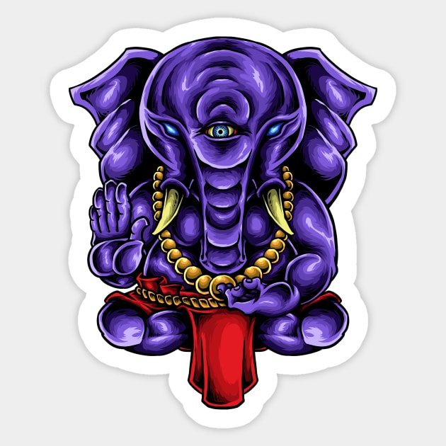 Hindu Art: Ganesha Elephant God Deity Sticker by loltshirts